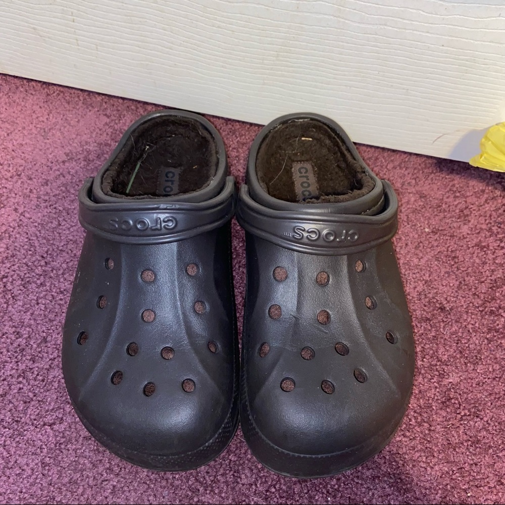 Brown Fuzzy Crocs